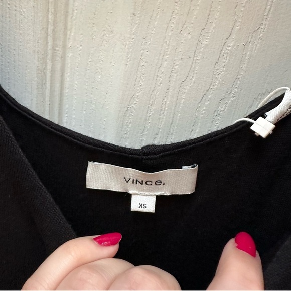 NWT Vince Black mixed media Midi Dress Scoop Neck Sleeveless tank XS - Picture 3 of 12